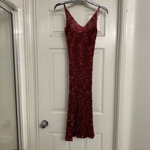 Elegant Red Sequin Dress